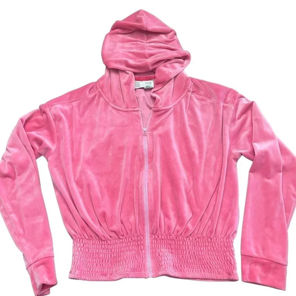 EUC Anthropologie Saturday Sunday Barbie pink velour zip-up hoodie. Small. - Picture 1 of 11